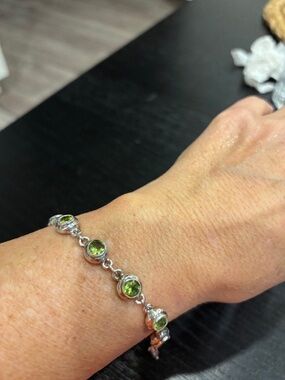 Peridot Gemstone Sterling Silver Bracelet